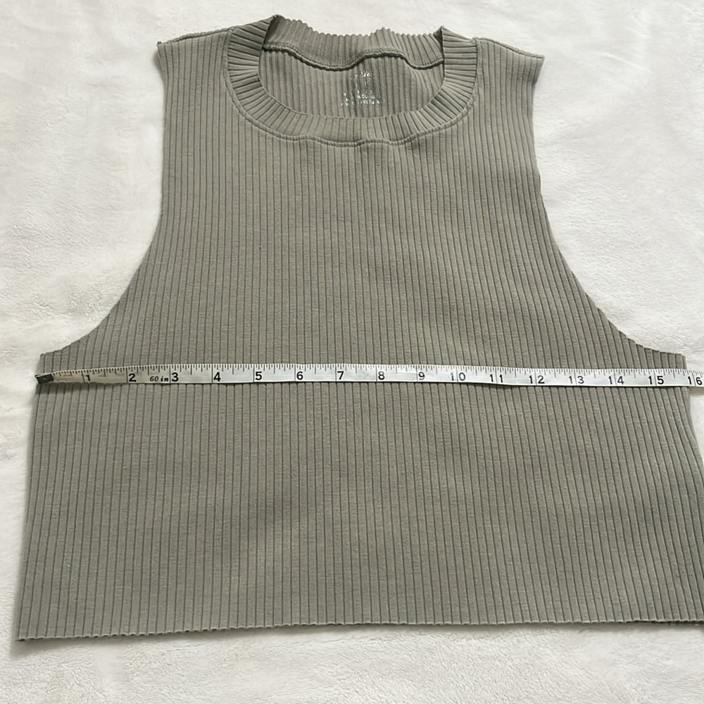 aerie Olive Green Ribbed Crop Top - Picture 4 of 7